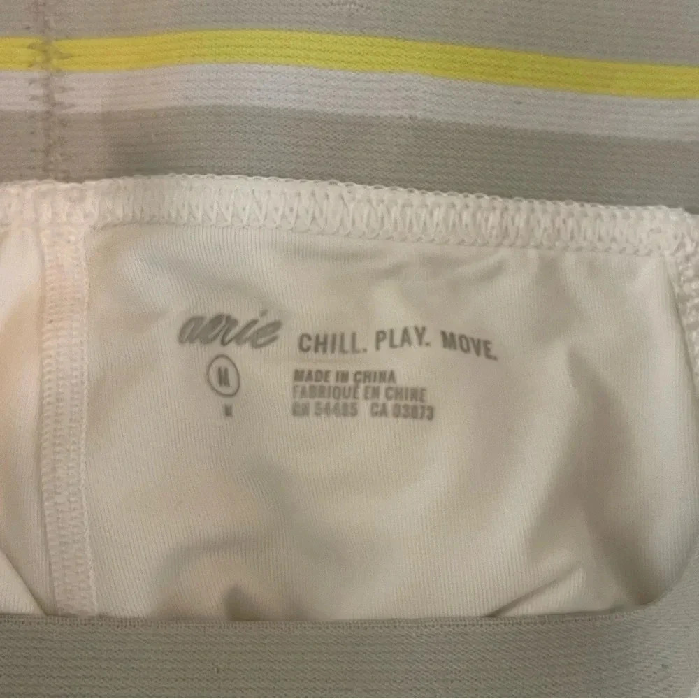 Aerie Chill Play Move white high waist stripe waistband leggings Medium - Picture 4 of 6